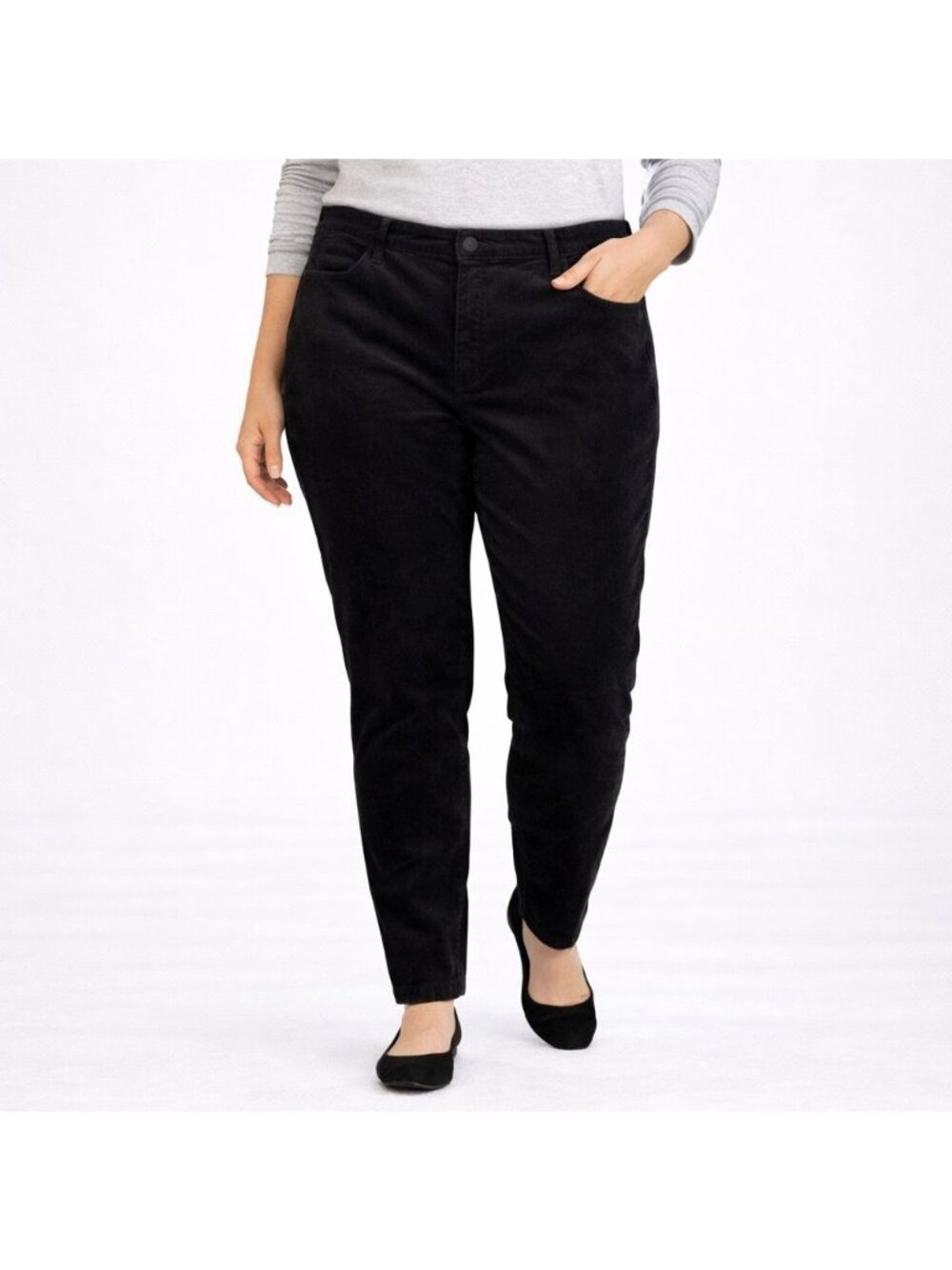 Talbots Womens Corduroy Jegging Pant Black Stretch High Rise Ankle Skinny Sz 16
